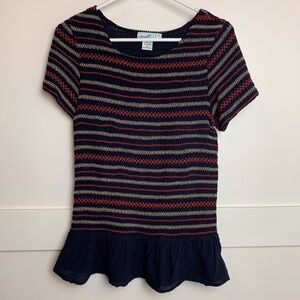 Sweet Salt Blue Stretch Smocked Short Sleeve Shirt